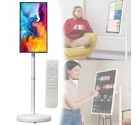 Portable TV with Touch Screen, Full Swivel Rotation, Android 13 OS, 8-Core CPU, 4GB/6GB RAM, 64GB/128GB Storage, Smart TV on Wheels, Built-in Battery, Remote Control