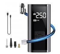 Portable Tyre Inflator 150 PSI, Electric Air Compressor Pump with Digital Display, Auto Stop, LED Light, 4 Nozzles & USB Power Bank for Car, Bike, Motorcycle, Ball, Inflatables