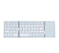 Portable Ultra-Thin Wireless mini Three-fold Bluetooth Keyboard with touchpad, Suitable for laptops, iPads and iPhones. It Supports up to 3 Devices for Synchronization. (Silver)