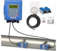 Portable Ultrasonic Flow Meter Wall Mounted Liquid Flowmeter Tester with Transducer, Clamp on for Pipe Diameter DN15-6000mm