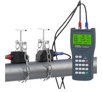 Portable Ultrasonic Flow Meter with 3 Transducers, Clamp on Liquid Flowmeter for Industrial Pipes, Digital Handheld Water Flow Meter
