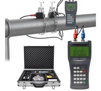 Portable Ultrasonic Flow Meter with LCD Display for Liquid Water Flow Control, Handheld Design with Clamp-On Transducers for Various Pipe Sizes