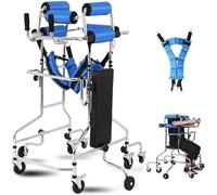 Portable Upright Walker, 8 Wheel Adjustable Rolling Walker for Seniors Adults Disabled Blue(Men's)