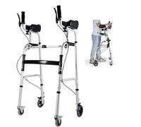 Portable Upright Walker, Foldable 4-Wheel Rollator Walker Removable Armrests White Adjustable Height 110-120cm