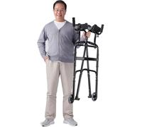 Portable Upright Walker, Walker with Forearm Support Aluminum Alloy Frame Wheeled Folding Adjustable Height and Seat