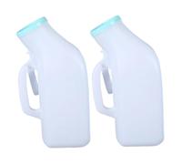 Portable Urinal for Men, 2Pcs Urinal for Men 1200ML Thick Plastic Portable Mens Spill Proof Pee Bottles with Lid ＆ Handle for Travel, Hospital White, for