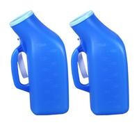 Portable Urinal for Men, 2Pcs Urinal for Men 1200ML Thick Plastic Portable Mens Spill Proof Pee Bottles with Lid ＆ Handle for Travel, Hospital Blue, Pee Bottles for