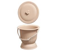 Portable Urinal Pan with Lid, High Base Plastic Chamber Pot | Brown Finish, Easy to Clean and Move, for Adults and Elder Use, Lightweight Design Random Color