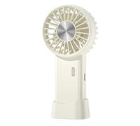 Portable USB Charging Ice-Sensing Mini Desktop Fan with 500mAh Battery, Quiet Operation, Adjustable Speed for Office, Bedroom or Travel, White