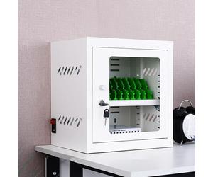 Portable USB Charging Station with Wheels and Lockers for Secure Mobile Device Storage and Charging