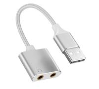 Portable USB External Sound Card Adapter Integrated Earphone and Microphone for Recording Holes for Streaming and Voice Calls