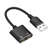 Portable USB External Sound Card Adapter Integrated Earphone and Microphone for Recording Holes for Streaming and Voice Calls