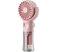 Portable USB Handheld Fan, Portable Desk Fan, with 4 Speed Settings and Water Mist, Rechargeable, Quiet, for Studying, Working, Traveling, Camping, Summer Gift (Pink)