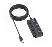 Portable USB Hub USB Data Hub Multi-Port Adapter 7/4 Expandable Port and Switch Quick Sync for Multiple Devices