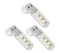 Portable USB Reading Light 59mm High Brightness(3pc) | 59x18x8mm size, metal shell, 3x5730 LEDs, keychain attachable, wallet friendly