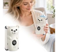 Portable USB Rechargeable Bottle Heating Sleeve, Cute Bear Shape | Digital Temperature Display, Adjustable Heating Levels, Thermal Flask Warmer for Travel, Car & Outdoor Activities
