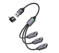 Portable USB Splitter Connection Solution USB Hub Splitter OTG Data Cable with 3 Ports for Travel Business or on the go