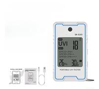 Portable UV Index Tester SPF Sunscreen Detector Digital Meter for Outdoor Travel Beach Gardening 0-18 Range White