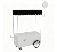 Portable Vending Cart with Wheels Coffee & ack Display Trolley Commercial Market Stand with Canopy Ice Cream & Food Stall for Events & Festivals (White 140cm/55.1in)