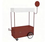 Portable Vending Cart with Wheels Coffee & Ice Cream Stand Market Trolley with Canopy ack Display for Festivals & Events (Red 200cm/78.7in)