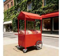 Portable Vendor Cart with Canopy, Foldable Iron Frame Food Stand | Mobile display trolley for farmers markets, street food, trade shows and flea markets(G,140CM/55.1IN)