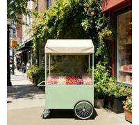 Portable Vendor Cart with Canopy, Foldable Iron Frame Food Stand | Mobile display trolley for farmers markets, street food, trade shows and flea markets(A,140CM/55.1IN)