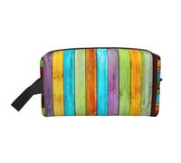 Portable Vertical Planks in Carpentry Oak Timber Print Toiletry Bag,Multi Functional Lightweight Large Capacity Storage Pouch
