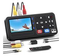 Portable VHS to Digital Converter with Remote, Video to Digital Recorder Standalone for Recording VHS Tapes, VCR, DVR, DVD, Hi8, DV Player, RCA, CVBS, TV Box, Camcorder, Gaming Consoles to USB SD Card