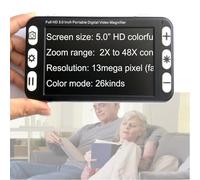 Portable Video Digital Magnifier, 5inch Handheld Portable Electronic Vision Aid, Digital Reading Magnifier 2X-48X Zoom, 26 Color Modes 4Levels for Brightness