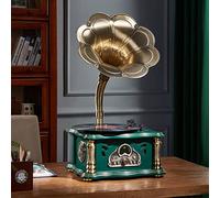 Portable Vintage Gramophone Bluetooth Speaker, Wireless Turntable Record Player with FM Radio, USB, Aux-in, Subwoofer for Home & Party