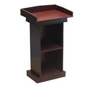 Portable Vintage Wooden Podium Speaker Stand with 2 Open Storage Compartments - Ideal for Conferences Presentations & Teachers - Elegant Design for Enhanced Speaking Experience