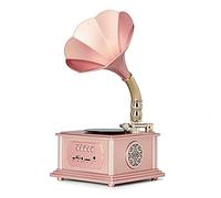 Portable Vinyl Records,Record Player Bluetooth Turntable Vinyl player with Built in Stereo Speakers,Retro Vintage Phonograph 3 Speed Belt, Golden Pink recorder