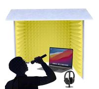 Portable Vocal Booth, Desktop Soundproofing Cover, Home Recording Booth, with 50mm Soundproofing Cotton for Learning, Office, Recording, and Live Streaming Yellow-80 * 80