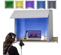 Portable Vocal Booth - Soundproof Foldable Isolation Shield for Music Recording Echo Absorbing Box Desk Stand Reflect Filter with Thick Acoustic Foam