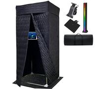 Portable Vocal Booth, Soundproof Recording Booth for Home Studio & Podcast, Recording Studio Equipment with Phone & Tablet Holder, Mixer Stand, Floor Mat & LED Lights