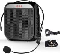 Portable Voice Amplifier for Teachers,2200 mAh,Rechargeable Microphone for Teachers,Digital Display Small Speaker Amplifier with Wired Microphone-Black