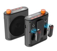 Portable Voice Amplifier with 2 Wireless Microphones for Teachers & Elderly Rechargeable High Definition Sound Quality Voice Amplifier-Grey