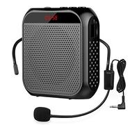 Portable Voice Amplifier with Wired Microphone Headset Rechargeable PA System Speaker Personal Microphone Speech Amplifier Power Amplifiers Loudspeaker for Teachers/Metting/Tour Guide (Black)