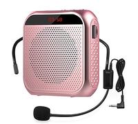 Portable Voice Amplifier with Wired Microphone Headset Rechargeable PA System Speaker Personal Microphone Speech Amplifier Power Amplifiers Loudspeaker for Teachers/Metting/Tour Guide (Rose Gold)