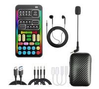 Portable Voice Changer Sound Card & Sound Effect Board Set - 16 Built-in Effects, Real-Time Modulation, with Mic and Monitoring Headphones, Compatible with PS5/PS4/Xbox One/S/X/PC/Laptop/Phone