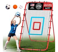 Portable Volleyball Rebounder Net 7x4 Ft, 5-Angle Adjustable Rebounder Net for Practicing Digging, Setting, Spiking, Bounce Back Training Equipment with Durable Frame, 2 Target Stripes & Travel Bag
