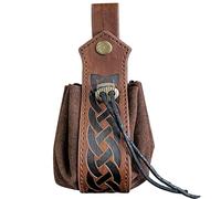 Portable Waist Bag Medieval Faux Leather Drawstring Belt Pouch Renaissance Faire Costume Accessories LARP Vintage Viking Belt Pouch (A)