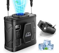 Portable Waist Fan 10000mAh Rechargeable Battery,5-Speed 20000RPM Cooling,Clip-On Belt/Wearable Neck Fan,Personal Fan,Built-in Flashlight & Power Bank,40H Runtime for Outdoor Travel Black