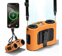 Portable Waist Fan 20000mAh Rechargeable Waist Clip 16000RPM, Portable Fan with 5-Speed Settings,Hands-Free Neck Fan, Orange