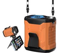 Portable Waist Fan Clip on,7000RPM USB Rechargeable Wearable Shirt Belt Fan 4 Speeds Personal Cooling with Flashlight & Phone Stand for Summer Travel Camping Hiking-Orange