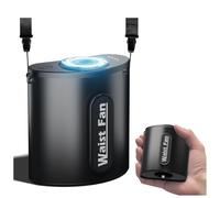 Portable Waist Fan with 18000RPM Powerful Airflow, 10000mAh Mini Shirt Fan Clip on Rechargeable with 4 Speeds & Hands-Free 24H Cooling, Wearable Belt Personal Fans for Outdoor Travel Fishing Jobsite