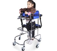 Portable Walker Children with Cerebral Palsy, Lightweight Aluminum Walkers Walking Frame with Wheels, Folding Rehabilitation Stand Up Walking Frame with Seat, Suitable for Height 90-120cm