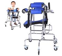Portable Walkers Disabled Children, 6 Wheel Anti Tilt Adjustable Height Width, Mobile Upright Rollator Walker Rollators with Seat Disabled Assistive Equipment for 90-130cm