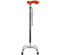 Portable Walking Cane Holder Walking Stick Crutch for Old Man Elderly Telescopic Stable Nonslip Lightweight Height Adjustable with 4 Feets and Wooden Handle Black Walking Sticks for Men or Women
