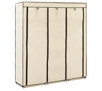 Portable Wardrobe 150x45x175cm Cream Non-Woven Fabric Dustproof Organizer w/Rods